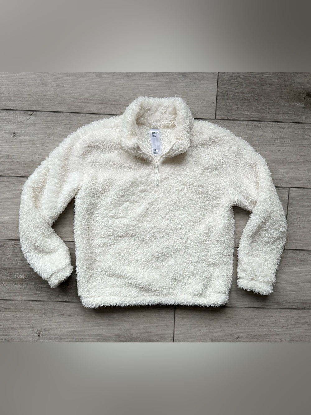 The Bay Brand Anko Kids Cream Sherpa Quarter-Zip Pullover Sweater Size 12yrs